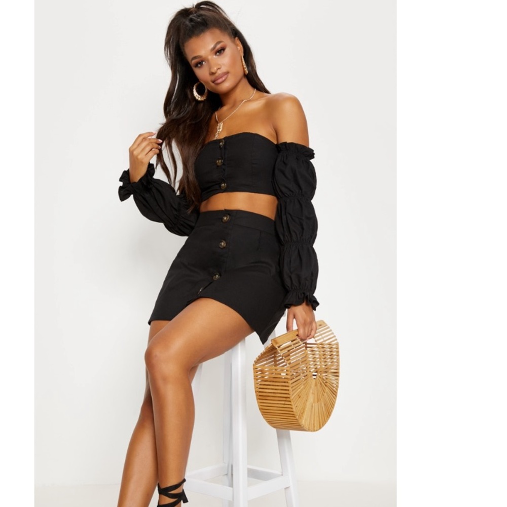 Black Bardot crop top